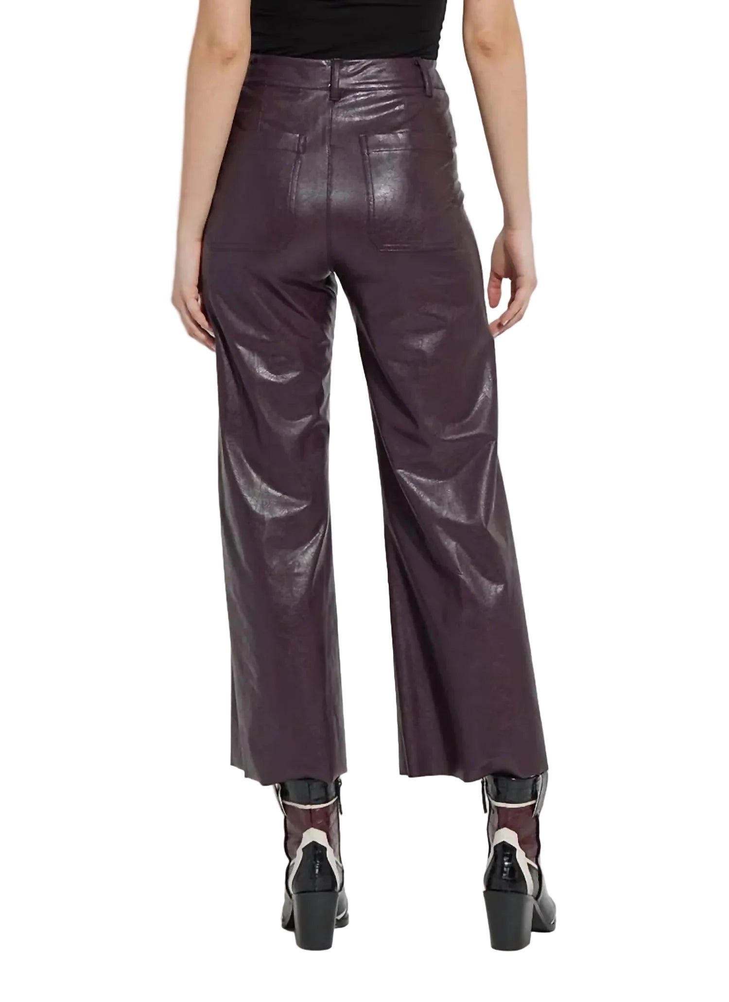 Lysse High Waist Vegan Leather Wide Leg Pant -Double Espresso