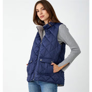 Charlie Paige Reversible Quilted Vest-Medium Blue