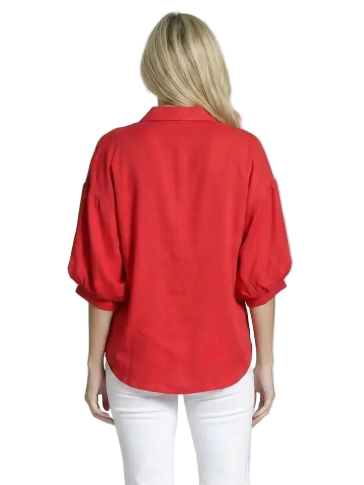 APNY Shirt with Blouson Sleeve -Red