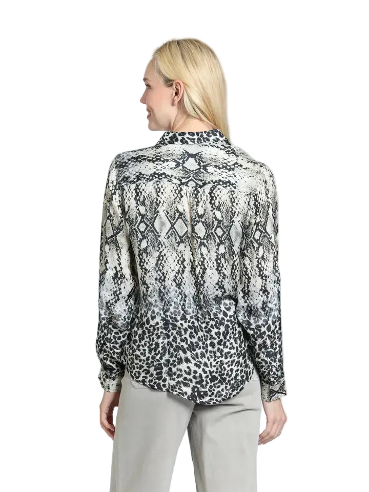 APNY Button-Up with Roll-Up Sleeve-Slate & Alabaster Multi