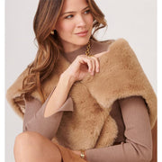 Charlie Paige Soft Fuzzy Shoulder Wrap-Beige