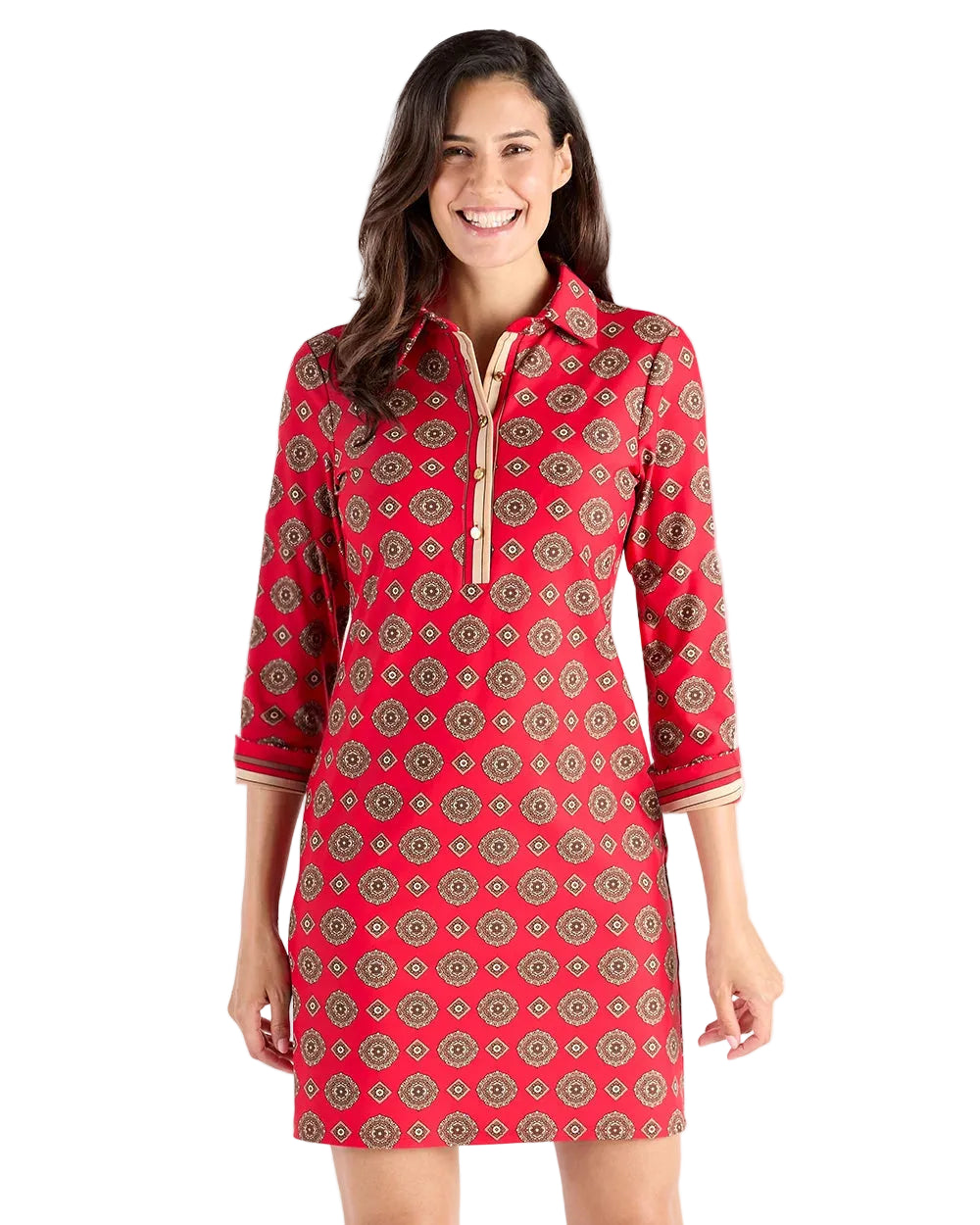 Jude Connally Naomi Dress -Medallion Foulard Red Combo