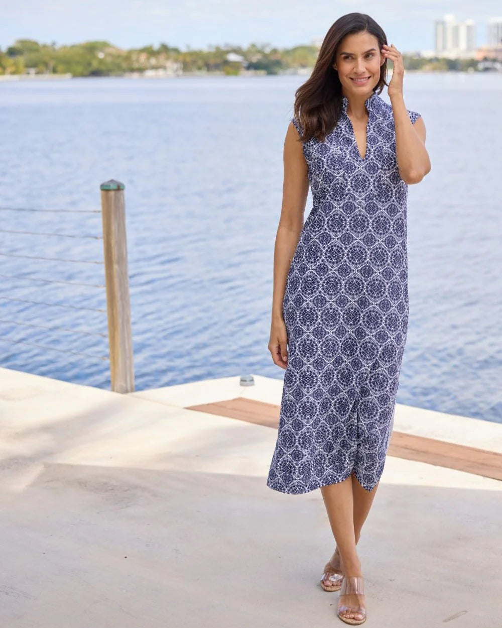 Jude Connally Kristen Maxi Dress -Tribal Medallion Navy