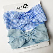 Leo + Lee Blue Gingham & Blue Lace Set