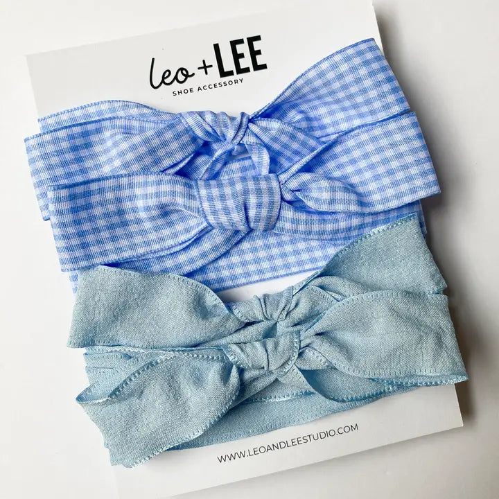 Leo + Lee Blue Gingham & Blue Lace Set