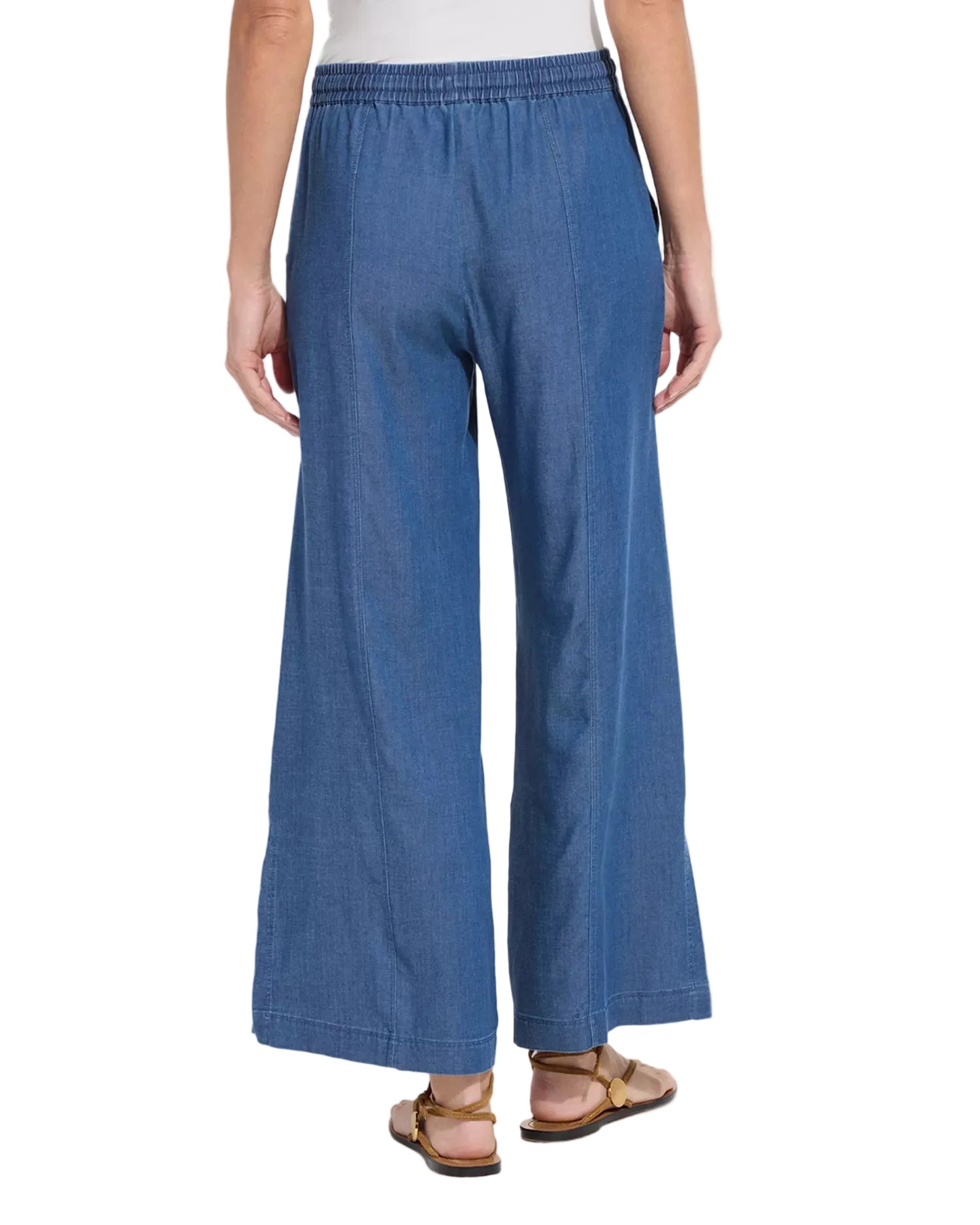 Lysse Lilia Drawstring Ankle Wide Leg Pant -Mid Wash