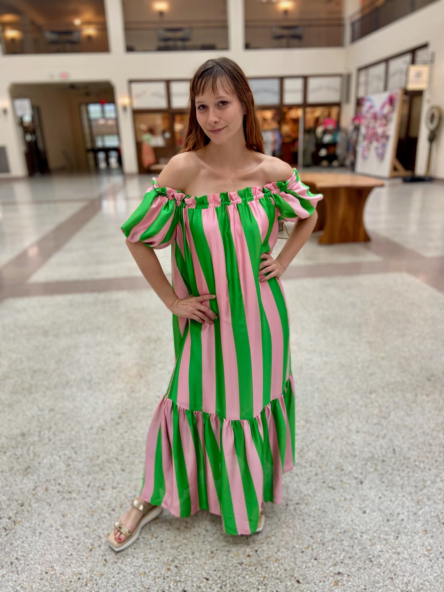 Clarise Spring Fling Off Shoulder Maxi Dress