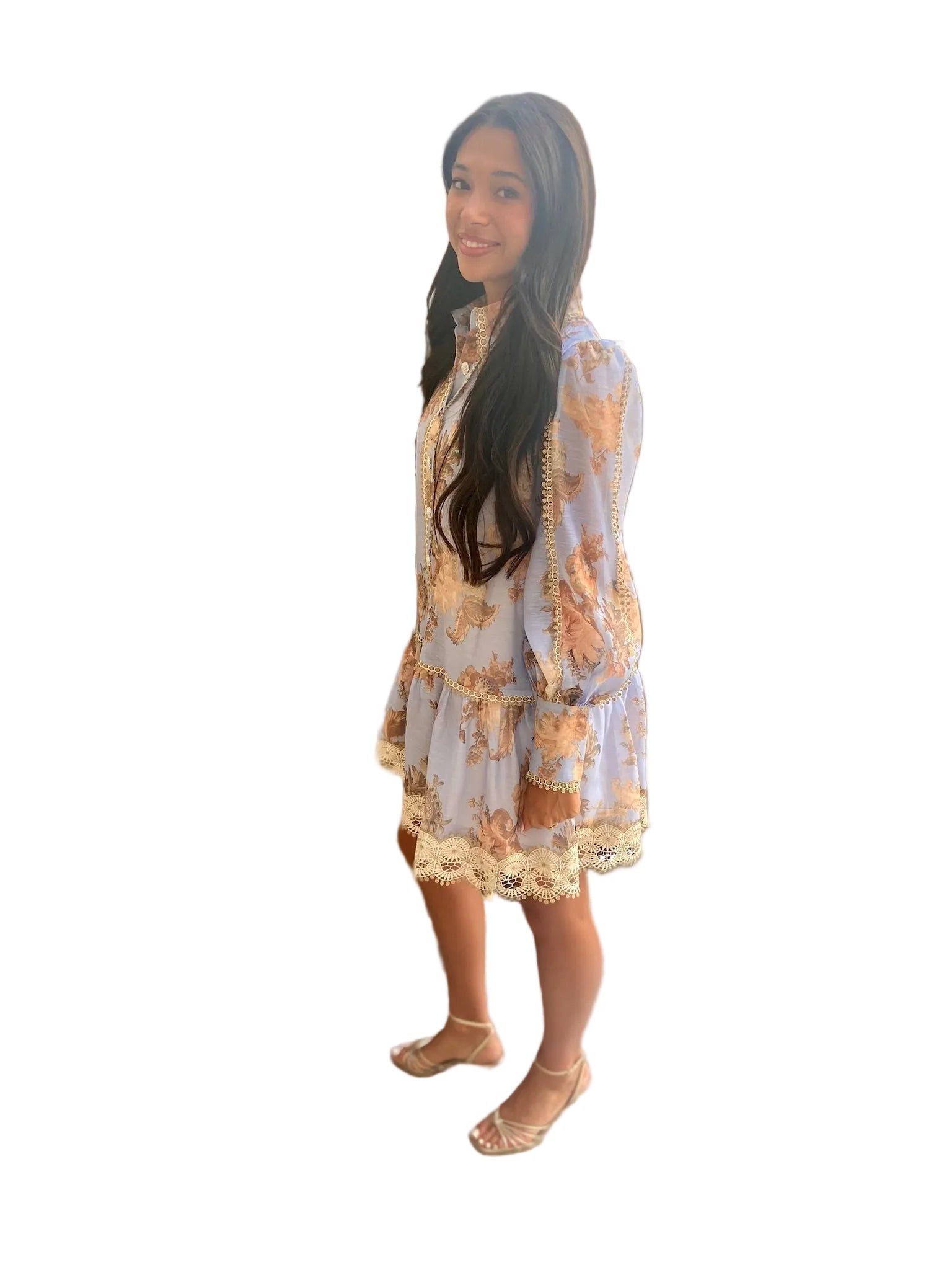Beulah Lavender Floral and Lace Dress