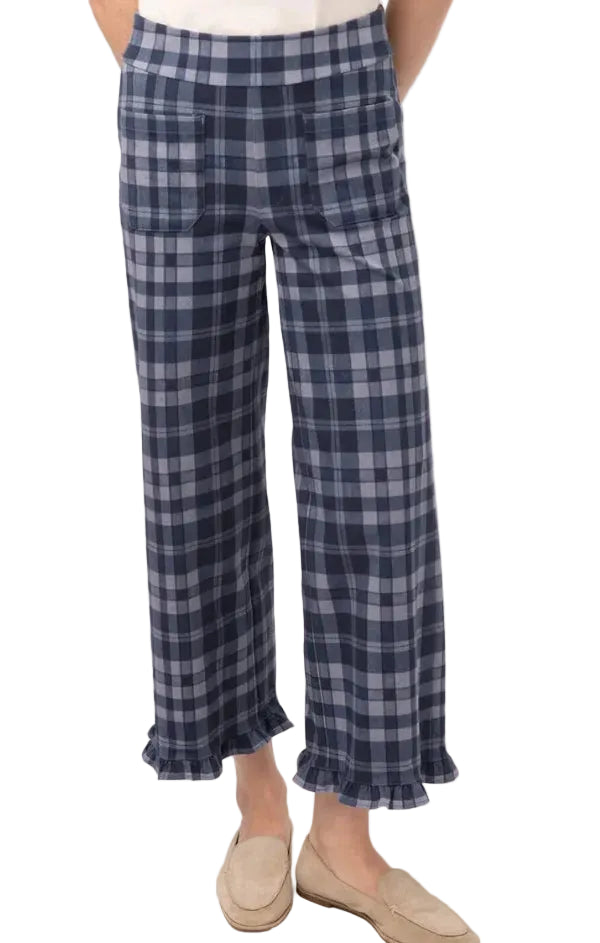 Spartina 449 Emma Pull on Ruffle Pant-Japonica Plaid