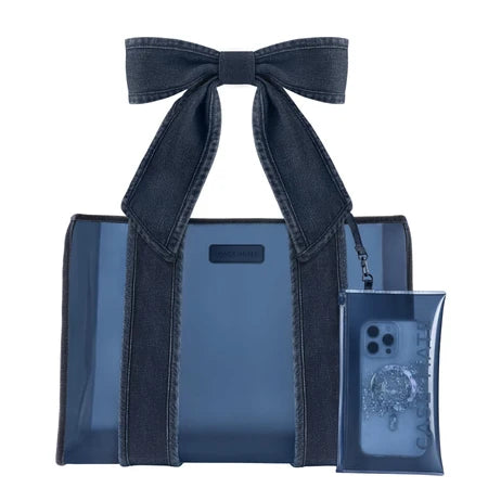 Case Mate Jelly Tote Bag-Dark Wash Denim Bow