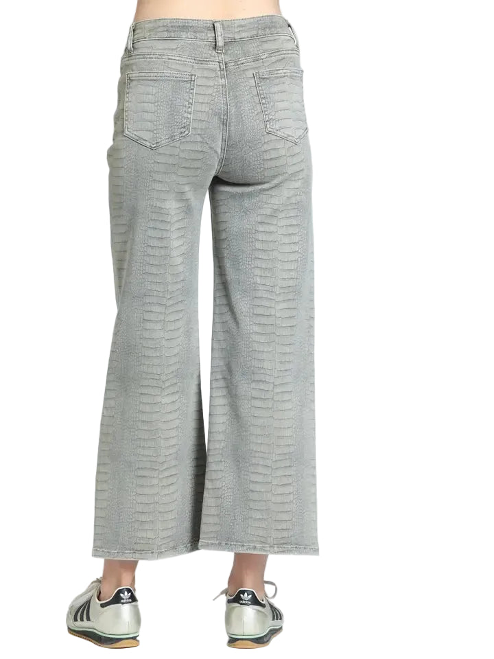 APNY Croc-Embossed Denim Pant-Washed Moss