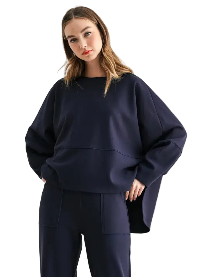 JOH Krista Knit Lounge Top -Navy