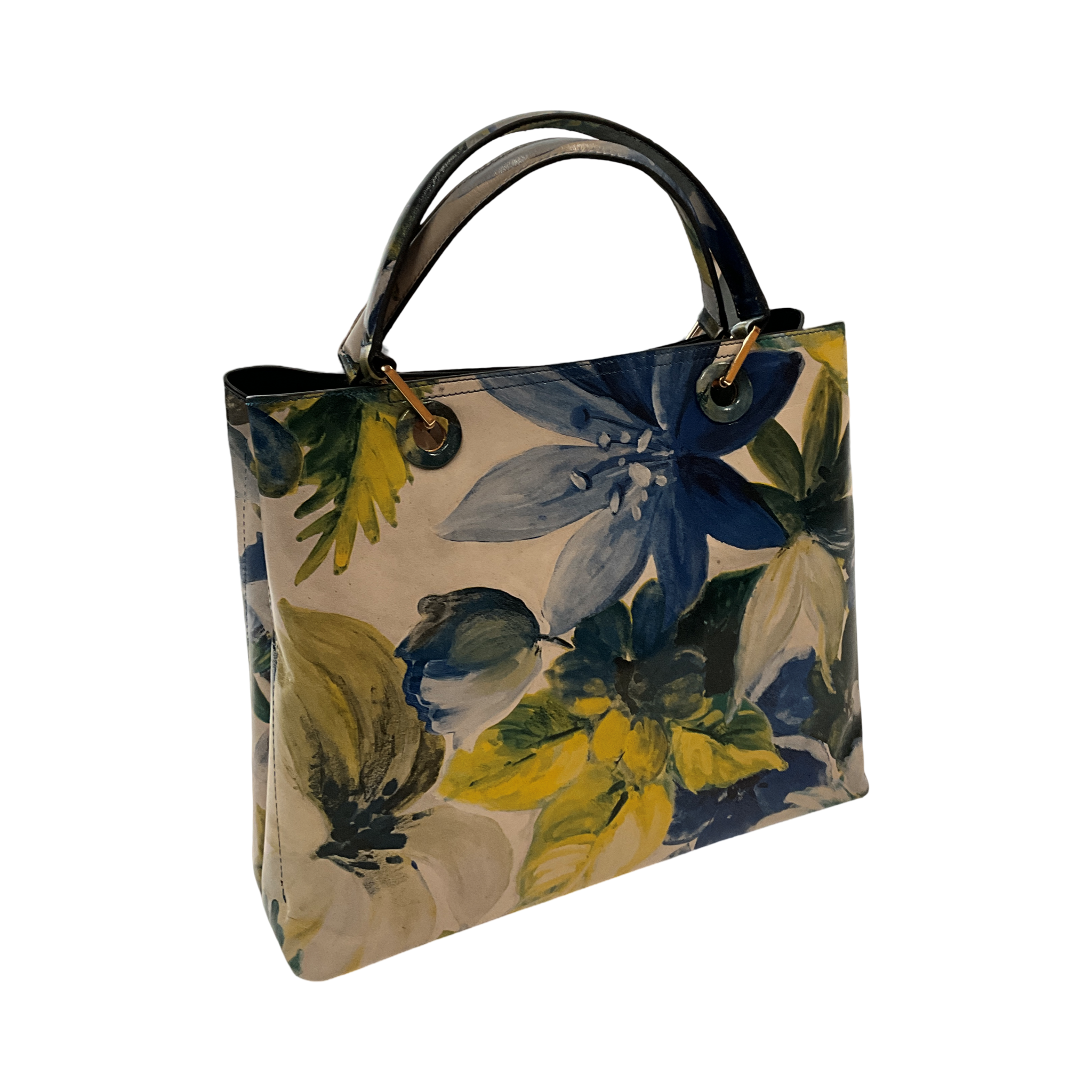 Silver Rose Collection- Floral Tote Bag Genuine Leather