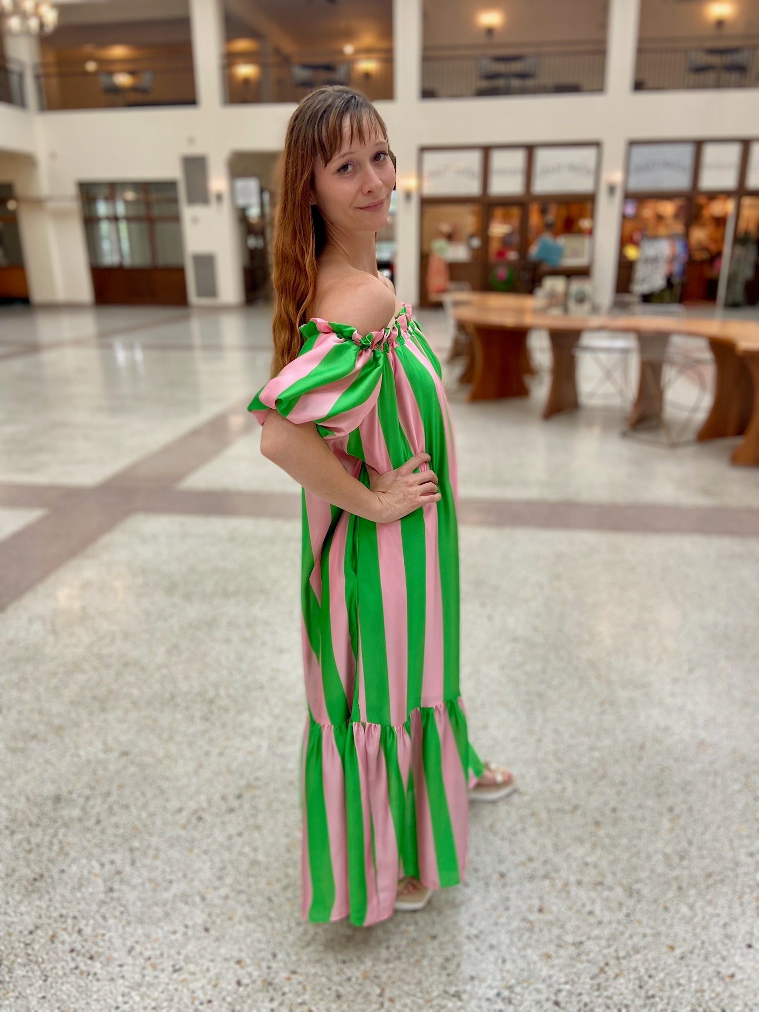 Clarise Spring Fling Off Shoulder Maxi Dress