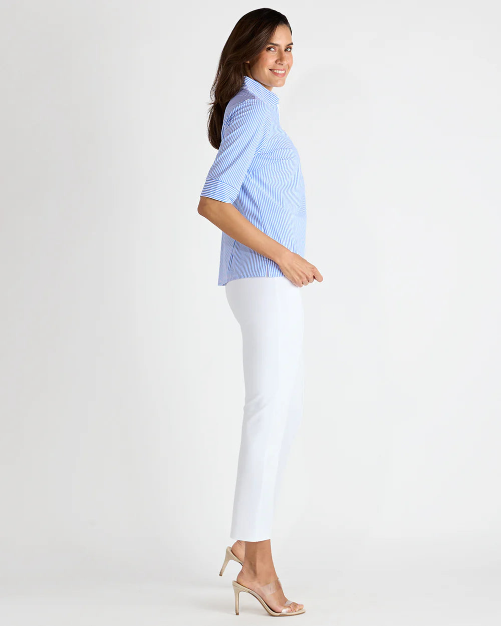 Jude Connally Juliet Top -Periwinkle Pinstripe
