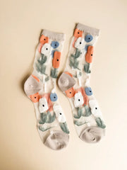 Leo + Lee Glass Socks-Transparent Tulips