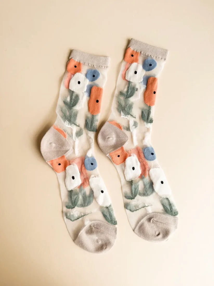 Leo + Lee Glass Socks-Transparent Tulips