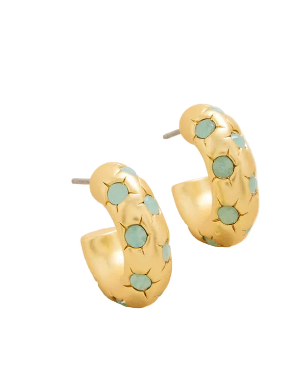Spartina 449 Chubby Hoop Earrings -Sea Foam/Gold