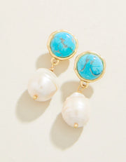 Spartina 449 Bauble Pearl Drop Earrings-Pearl/Turquoise