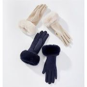 Charlie Paige Faux Suede Gloves w/ Faux Fur