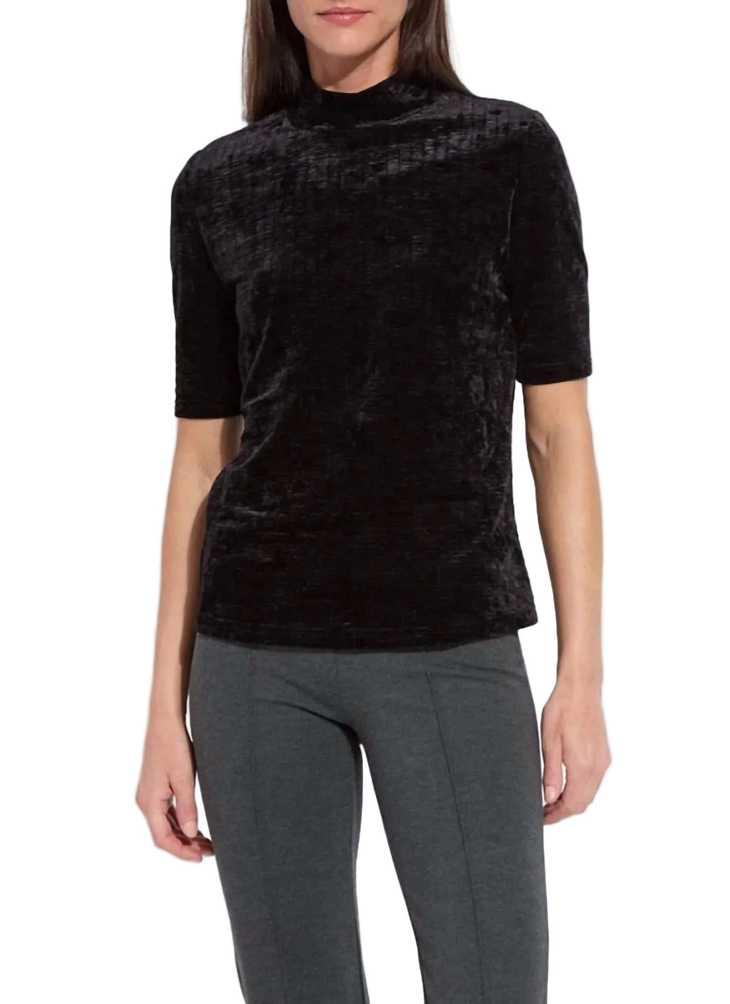 Lysse Winfred Smocked Velvet Top -Black