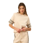 The GREii Western Sleeve Premium Knit Top -Ecru