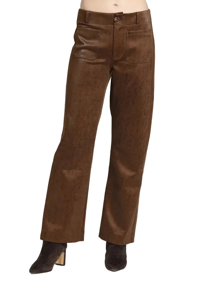 APNY Long Wide Leg Patch Pocket Pant -Cognac