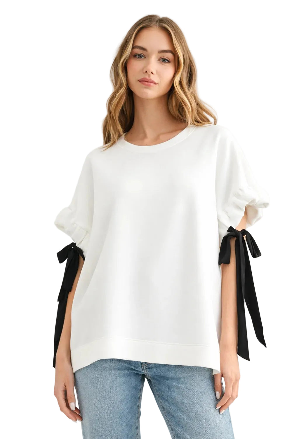 JOH Fatima Top Stretch French Scuba -White
