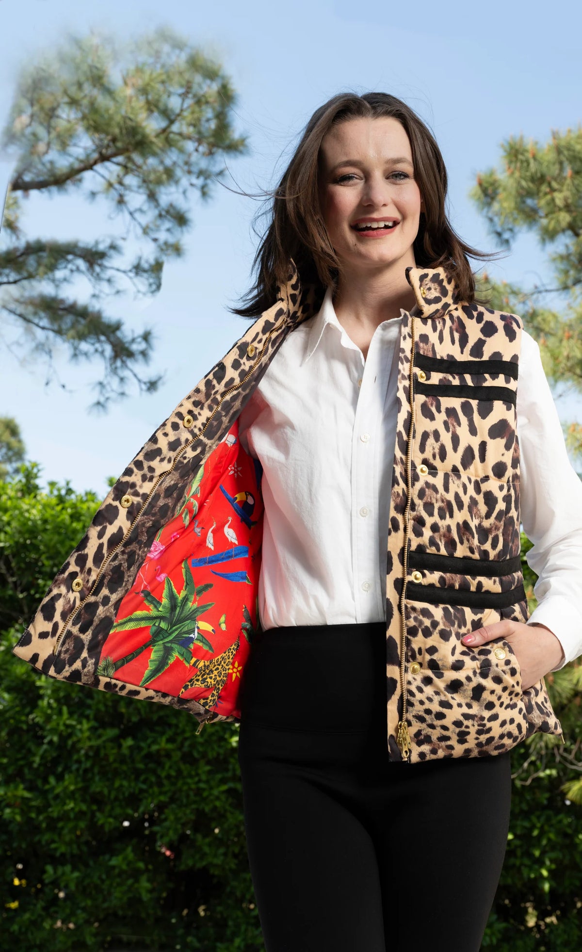 Dizzy Lizzie Rosey Vest Cheetah Print
