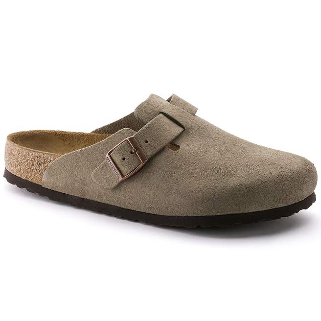 Birkenstock Boston Soft Footbed -Taupe Suede Leather (Narrow)