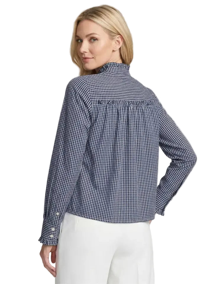 APNY Cropped Shirt w/ Ruffle Detail -Midnight Gingham