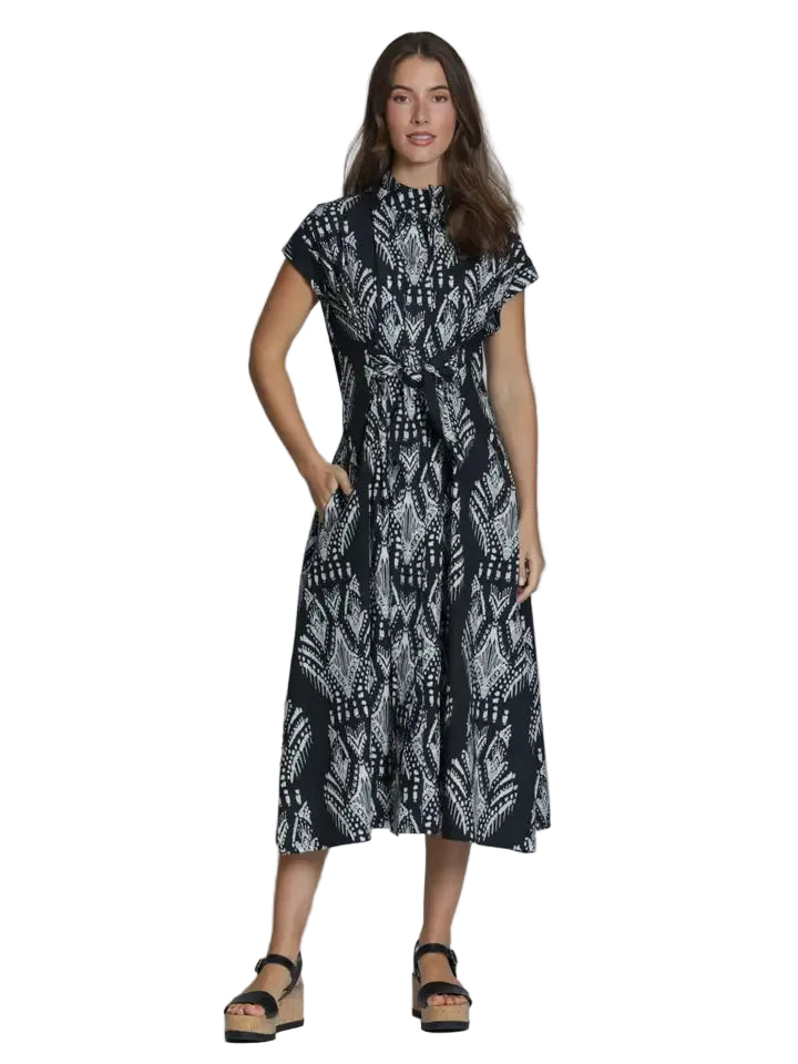 APNY Tie Front Dress -Black/Natural