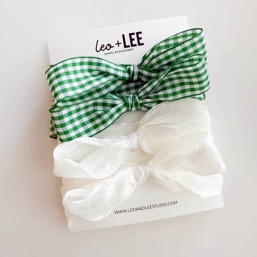 Leo + Lee Green Gingham & White Due Lace Set