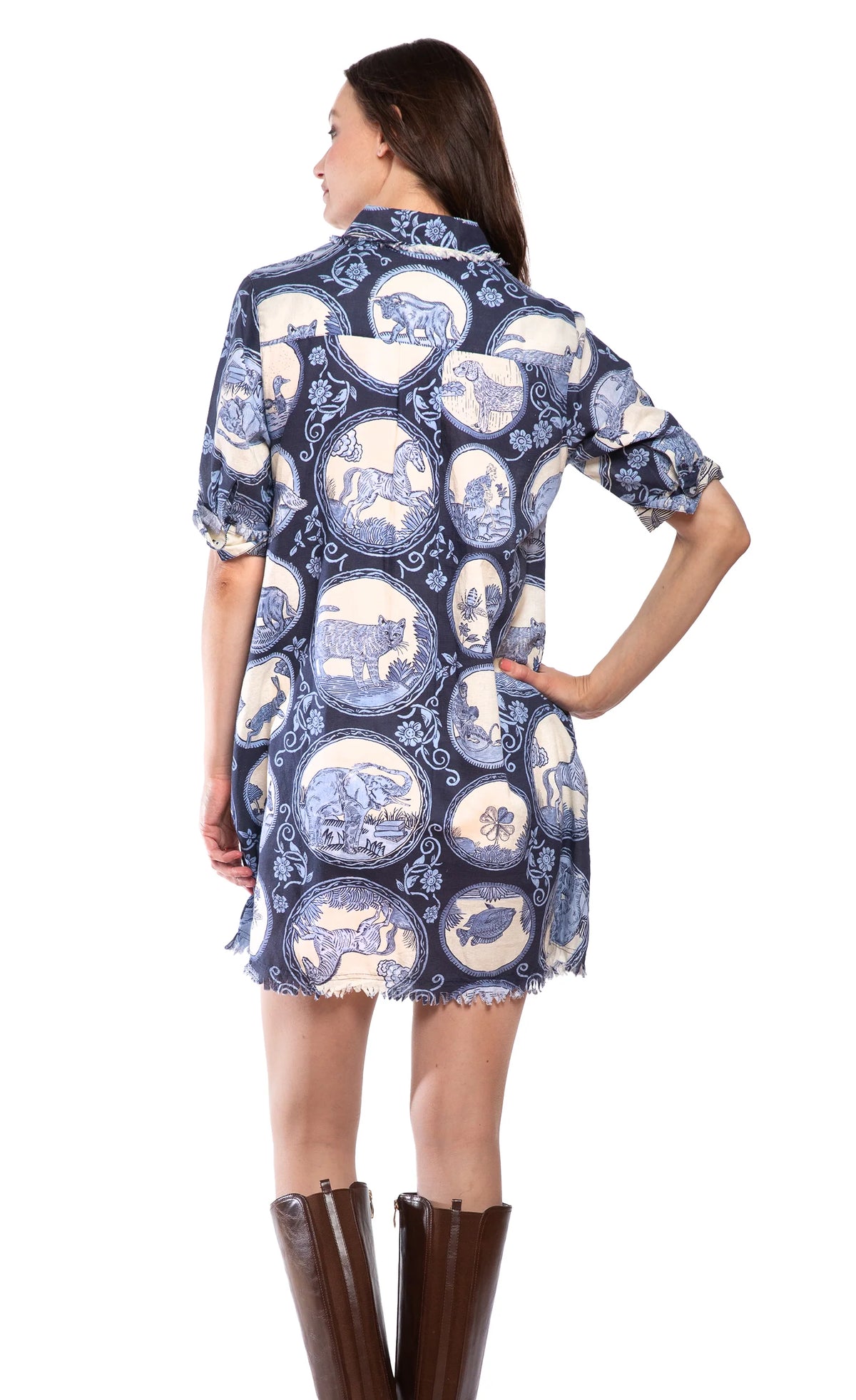 Dizzy Lizzie Chatham Dress-Blue Medallion Print