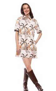 Dizzy Lizzie Chatham Dress Ivory Safari Print