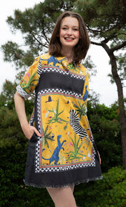 Dizzy Lizzie Chatham Dress Black & Gold Engineered Zebra Print
