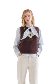 Compania Fantastica Knitted Vest w/ Flower Print