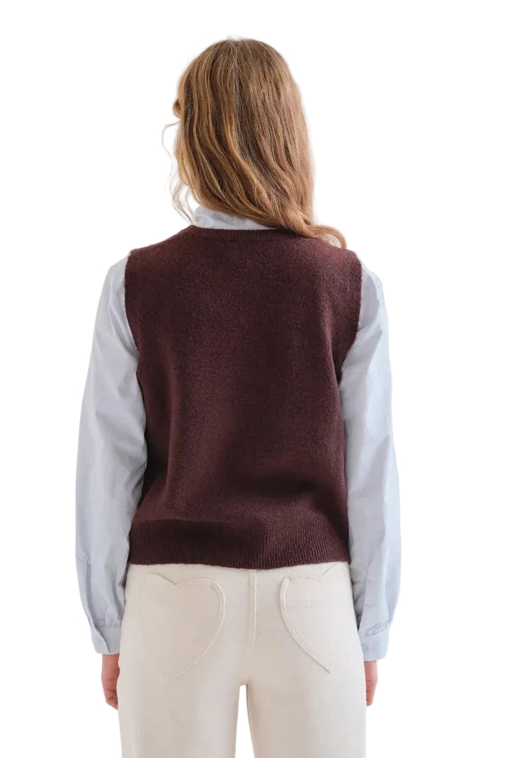 Compania Fantastica Knitted Vest w/ Flower Print