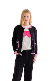 Compania Fantastica Black Cardigan w/ Pink Detail