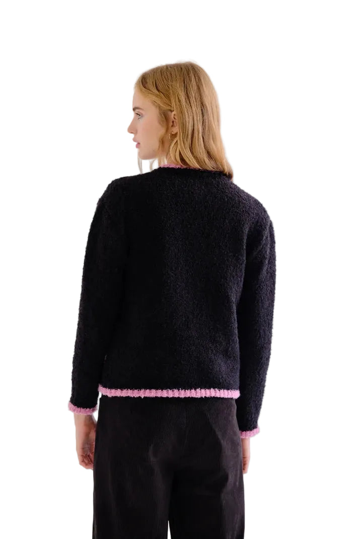 Compania Fantastica Black Cardigan w/ Pink Detail