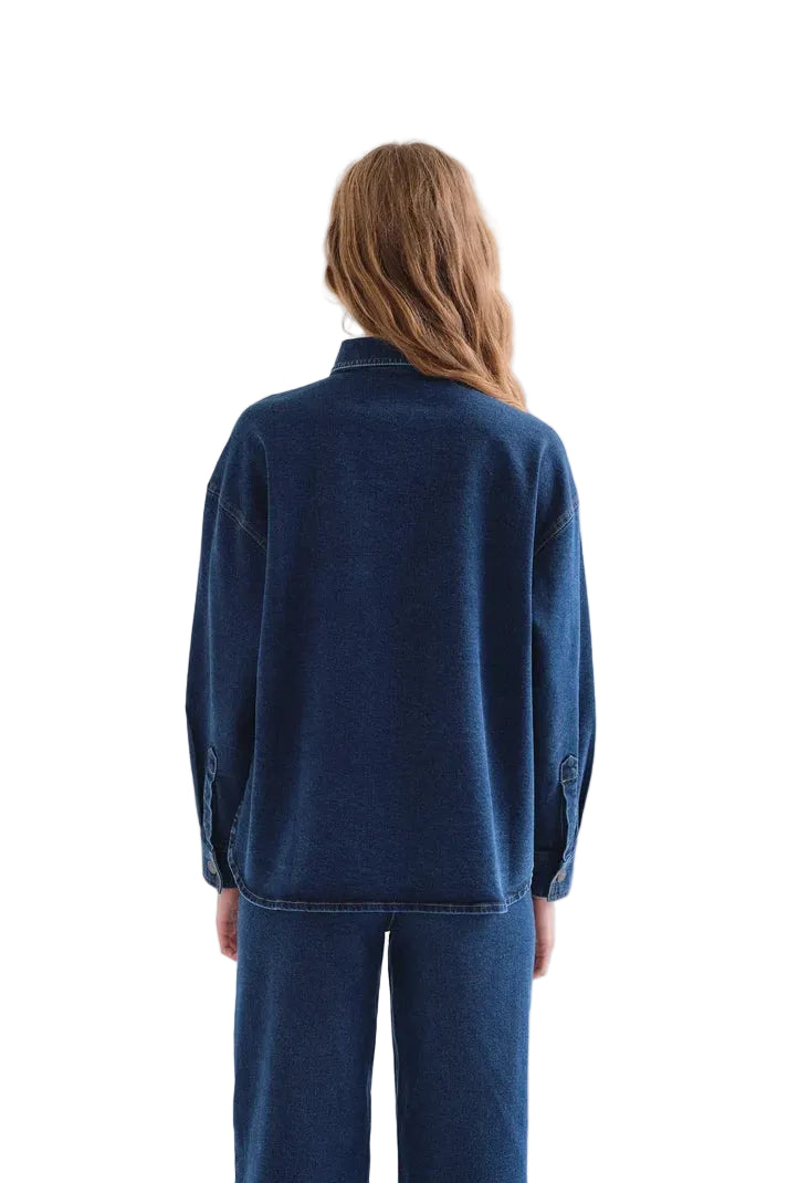 Compania Fantastica Blue Denim Shirt w/ Euphonia Print