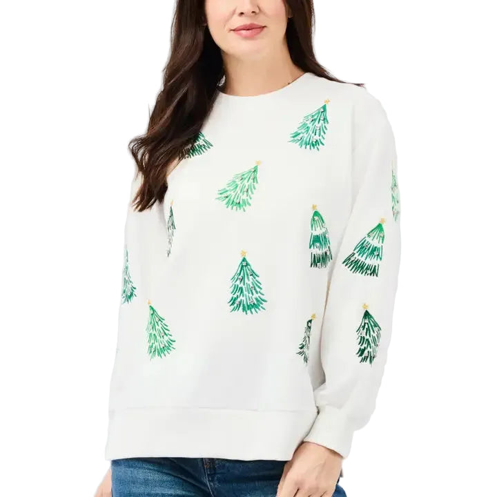 Mary Square Lakelyn Sweatshirt-Christmas Trees