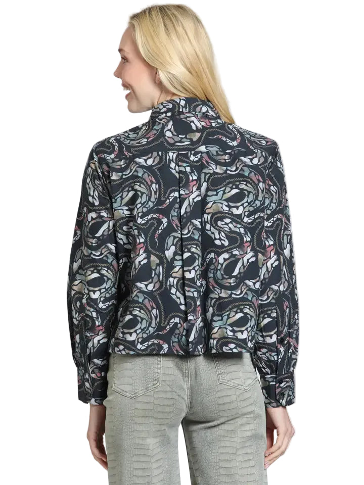 APNY Cropped Shirt w/ Single Pocket-Jet & Sage Mineral Multi
