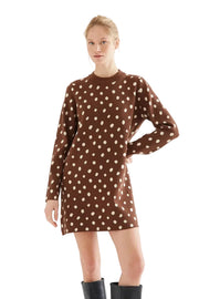 Compania Fantastica Long Sleeve Short Knit Dress-Catahoula Brown