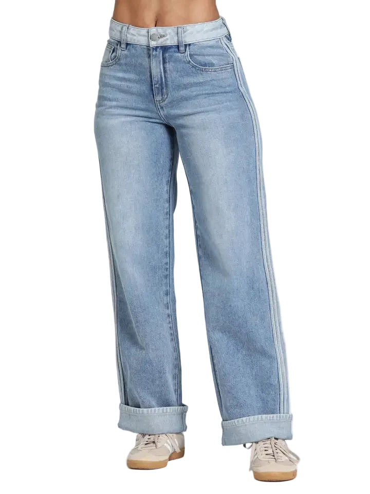 APNY Track Stripe Denim Pant-Frosted Indigo
