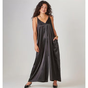 Charlie Paige Satin Jumpsuit-Black
