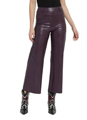 Lysse High Waist Vegan Leather Wide Leg Pant -Double Espresso