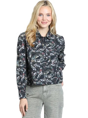 APNY Cropped Shirt w/ Single Pocket-Jet & Sage Mineral Multi