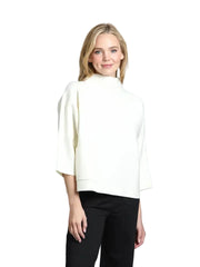 APNY Funnel Neck Sweater with Patch Pocket-Off White