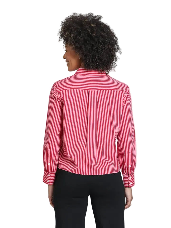 APNY Cropped Stripe Shirt-Cranberry Stripe